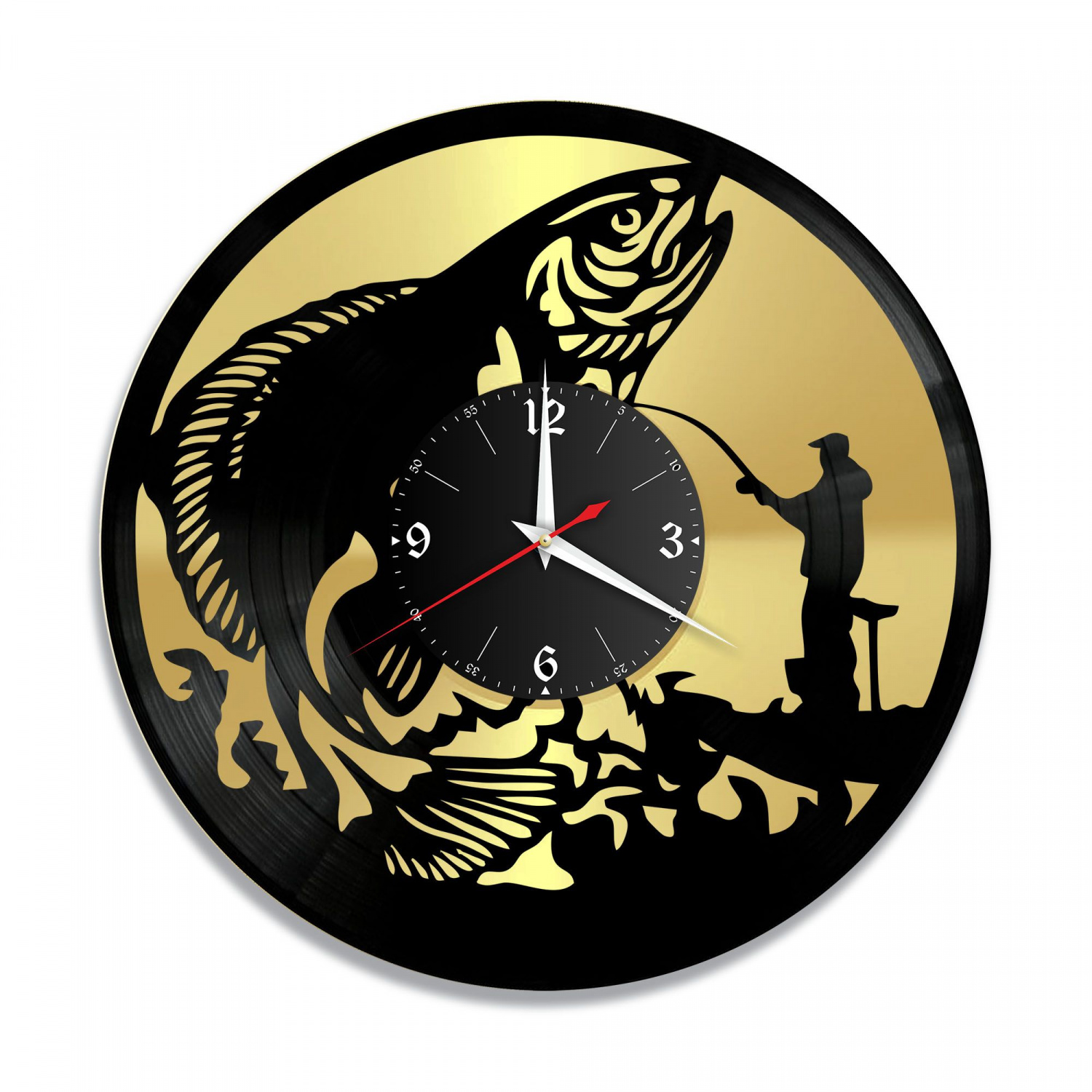 Часы настенные "Рыбалка, золото" из винила, №6 VC-10626-1