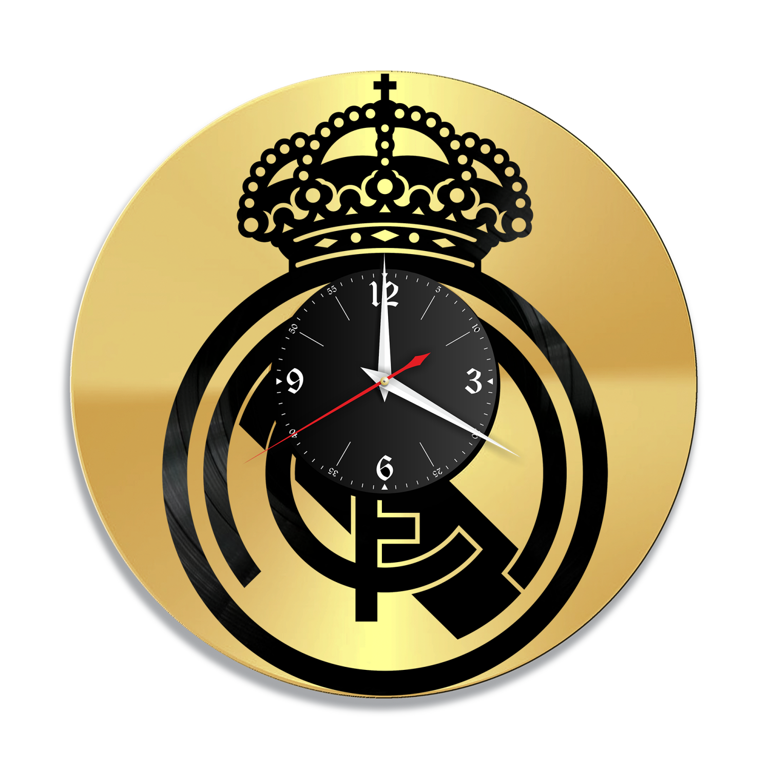Часы настенные "ФК Реал Мадрид, золото" из винила, №R2 VC-12161-1