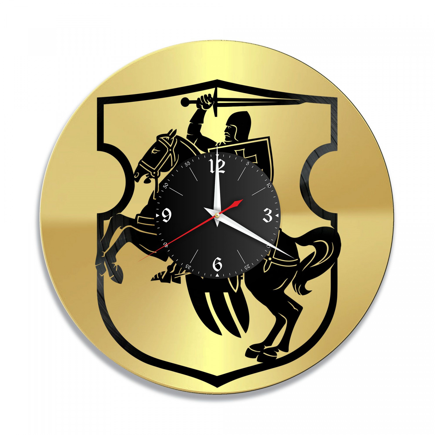 Часы настенные "Герб Великого княжества Литовского (Пагоня), золото" из винила, №1 VC-10467-1