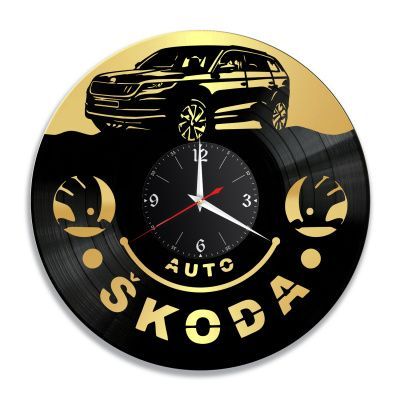 Часы настенные "Skoda Kodiaq, золото" из винила, №2