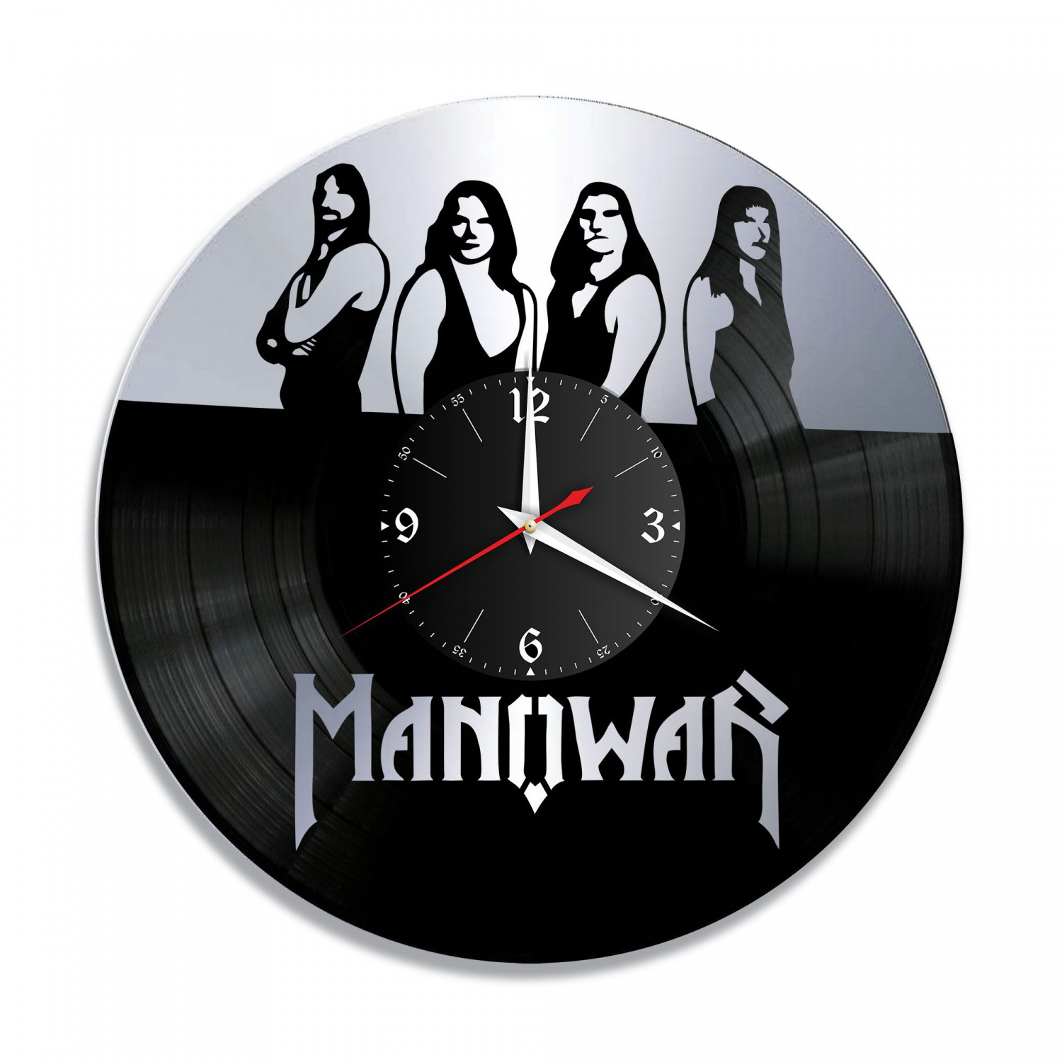 Часы настенные "группа Manowar, серебро" из винила, №1 VC-10114-2