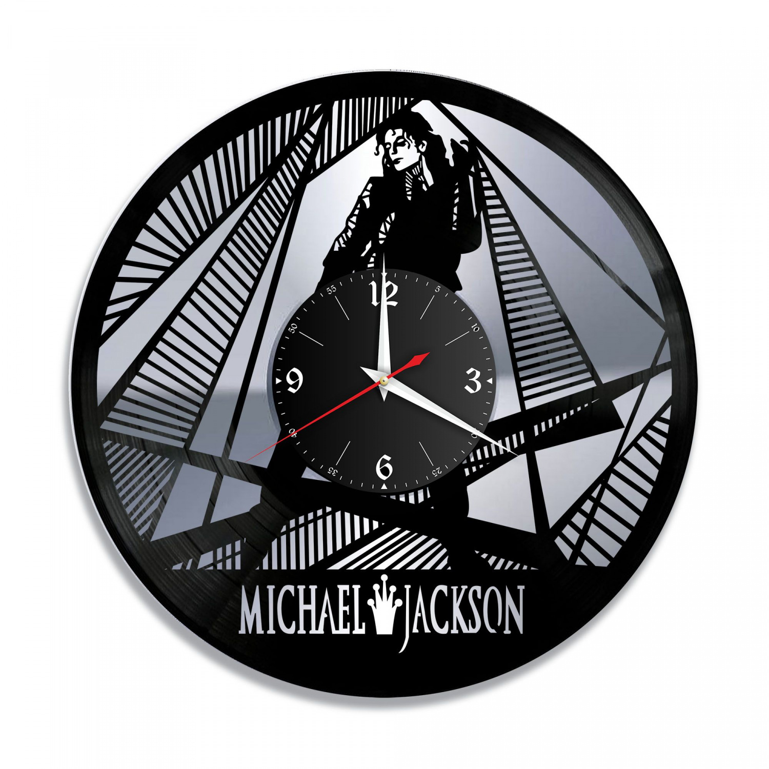 Часы настенные "Майкл Джексон, серебро" из винила, №4 VC-10237-2