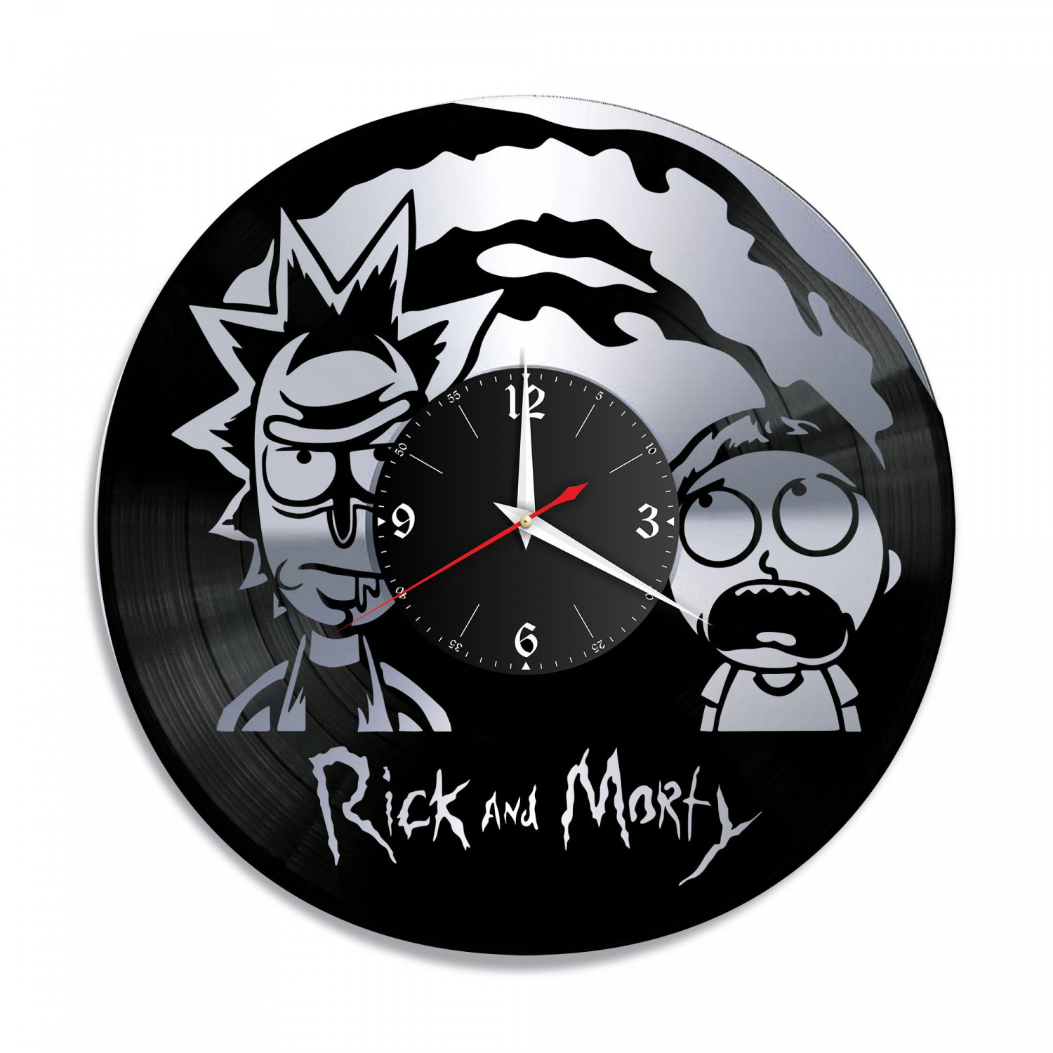Часы настенные "Рик и Морти, серебро" из винила, №1 VC-10343-2