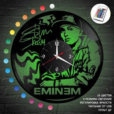 Часы с подсветкой "Eminem" из винила, №2