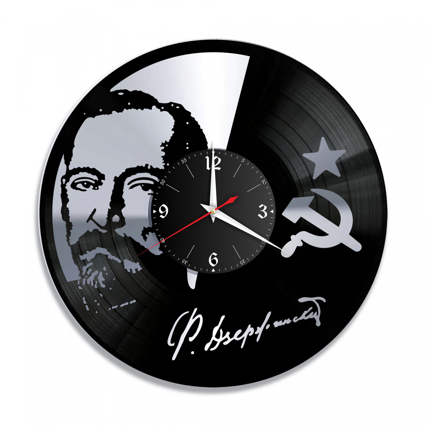 Часы настенные "Феликс Дзержинский, серебро" из винила, №1 VC-10863-2