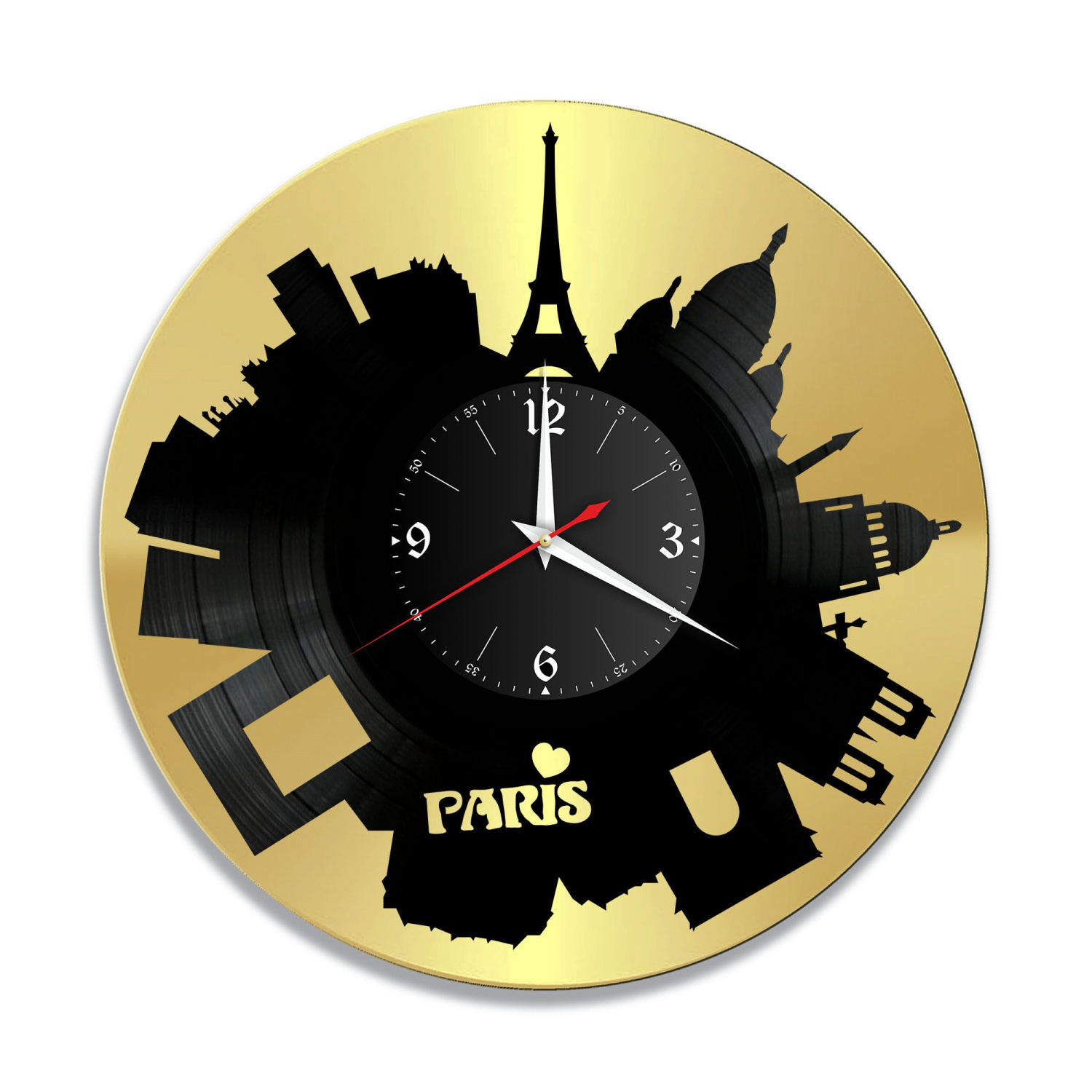 Часы настенные "город Париж, золото" из винила, №3 VC-10483-1