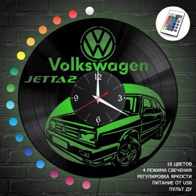 Часы с подсветкой "Volkswagen Jetta 2" из винила, №6