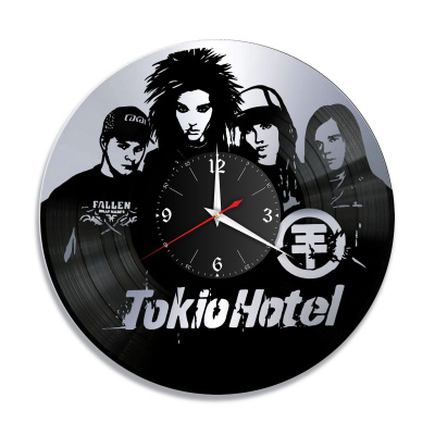 Часы настенные "группа Tokio Hotel, серебро" из винила, №1