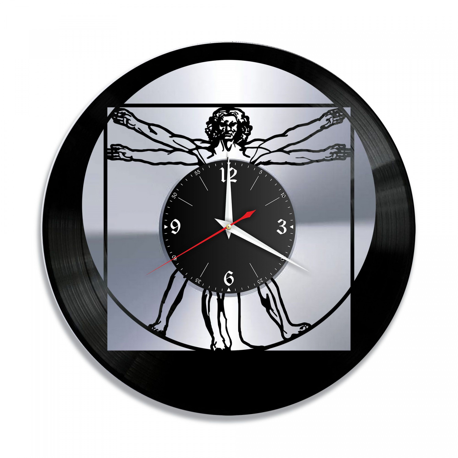 Часы настенные "Виртувианский Человек, серебро" из винила, №1 VC-10758-2