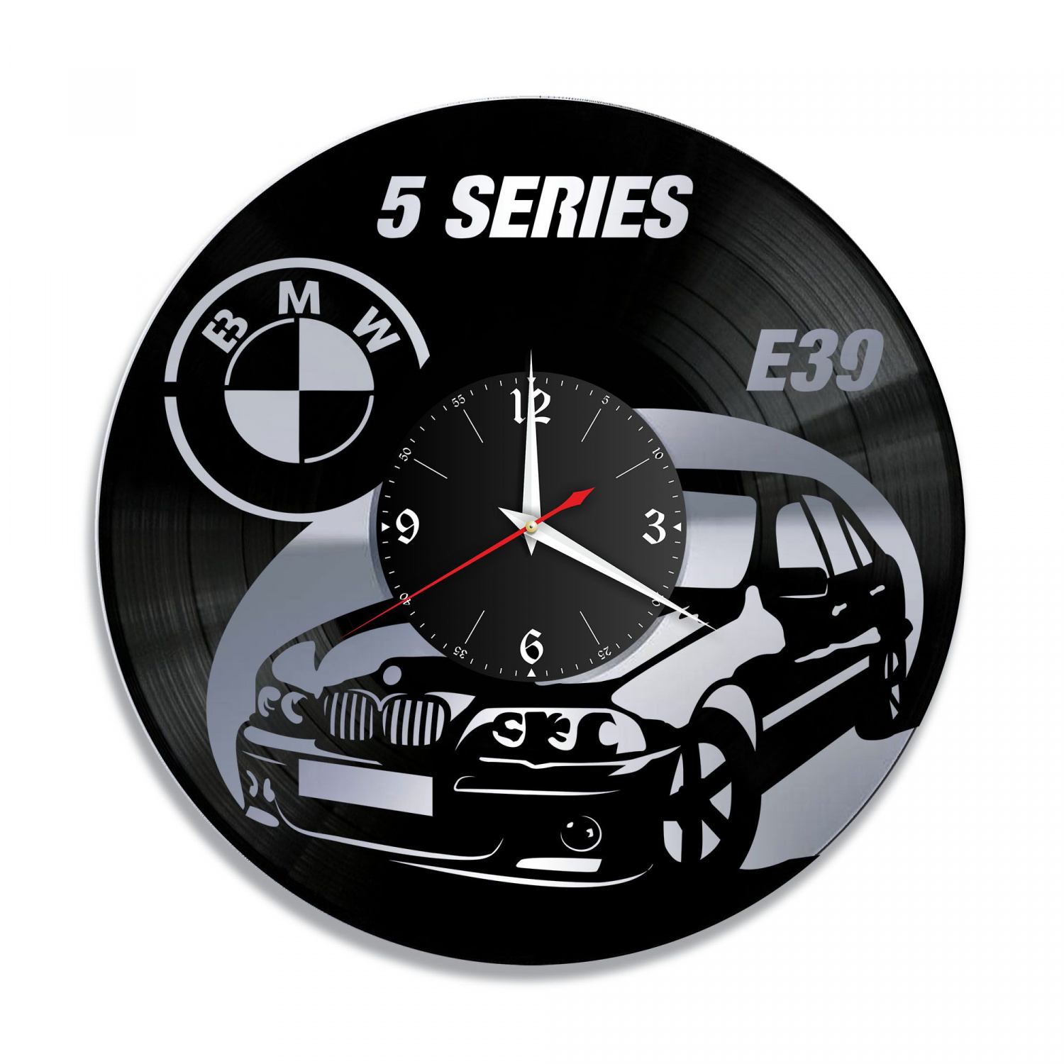 Часы настенные "BMW X5 E39, серебро" из винила, №5 VC-10807-2