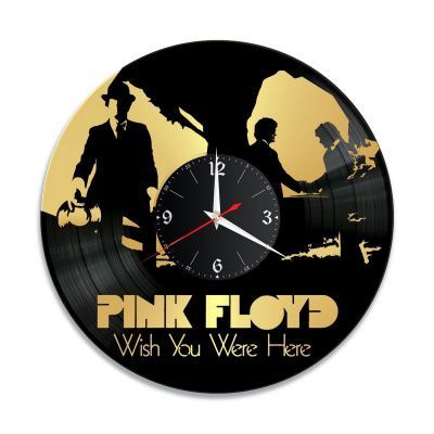 Часы настенные "Группа Pink Floyd, золото" из винила, №2