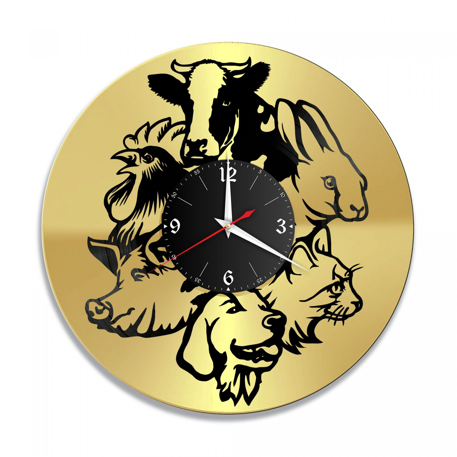 Часы настенные "Домашние животные, золото" из винила, №1 VC-11004-1