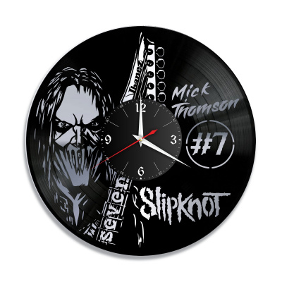 Часы настенные "группа Slipknot (Мик Томсон), серебро" из винила, №7