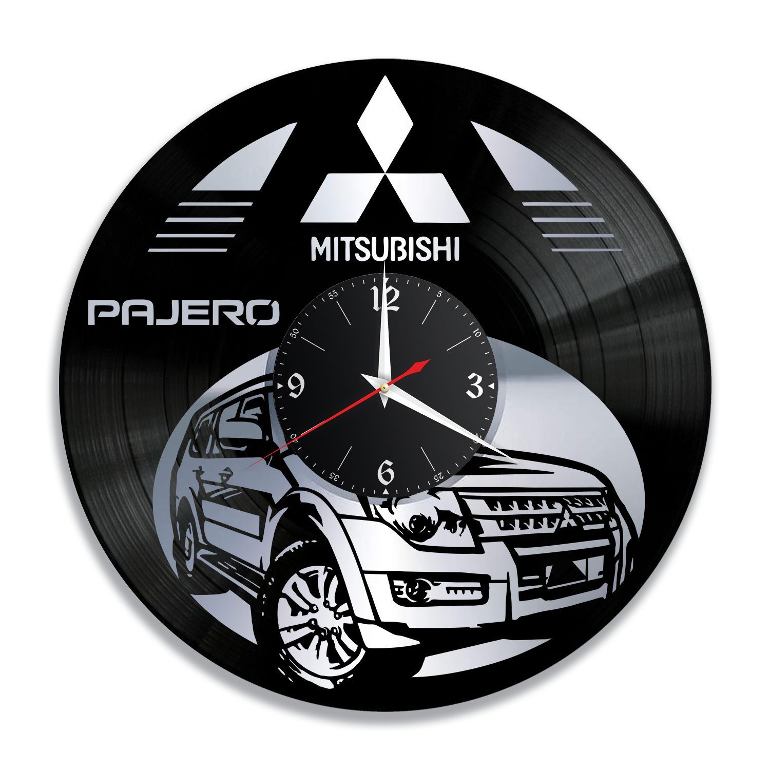 Часы настенные "Mitsubishi Pajero, серебро" из винила, №1 VC-12250-2