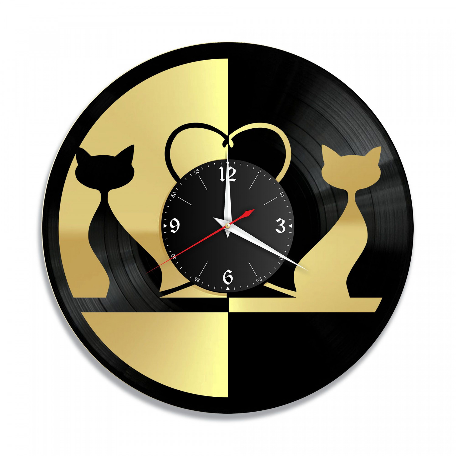 Часы настенные "Коты, золото" из винила, №2 VC-10713-1