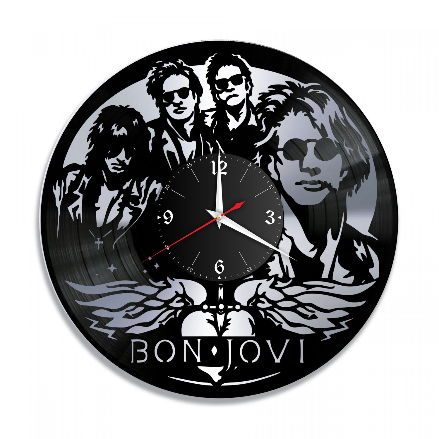 Часы настенные "группа Bon Jovi, серебро" из винила, №1 VC-10083-2