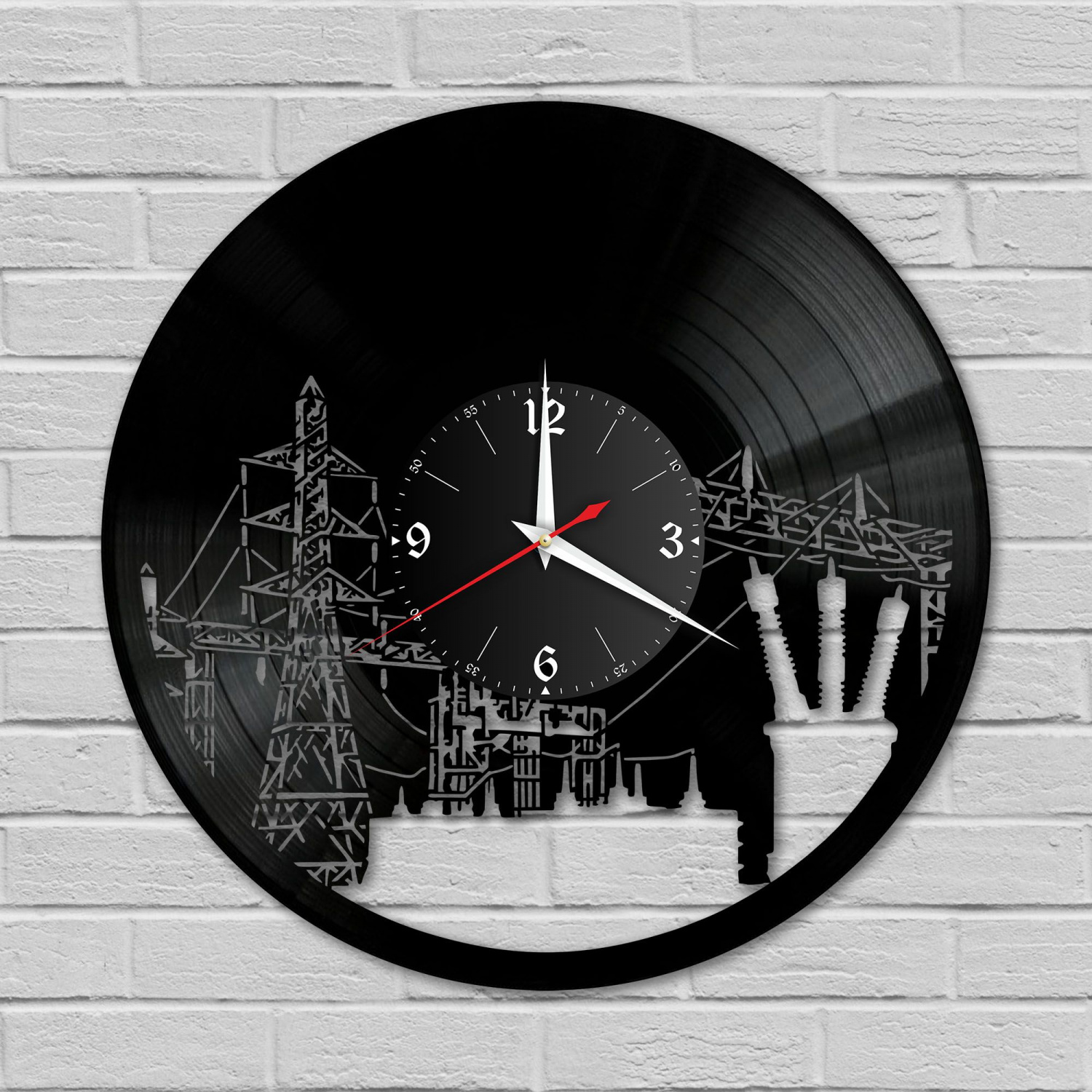 Часы настенные "Электроэнергия" из винила, №1 VC-12062