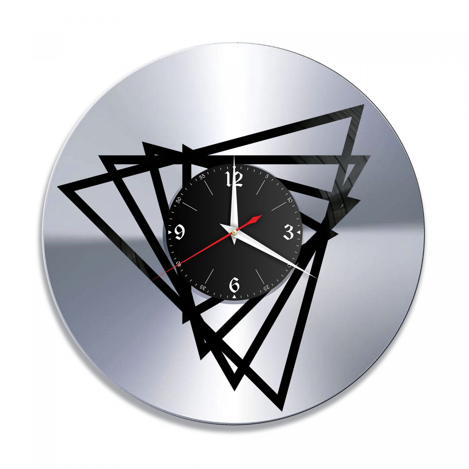 Часы настенные "Треугольники, серебро" из винила, №1 VC-11024-2