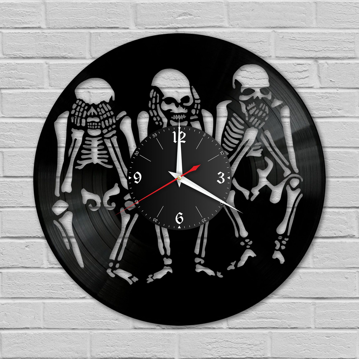 Часы настенные "Скелеты" из винила, №1 VC-10797