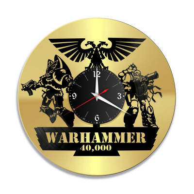 Часы настенные "Warhammer 40000, золото" из винила, №1