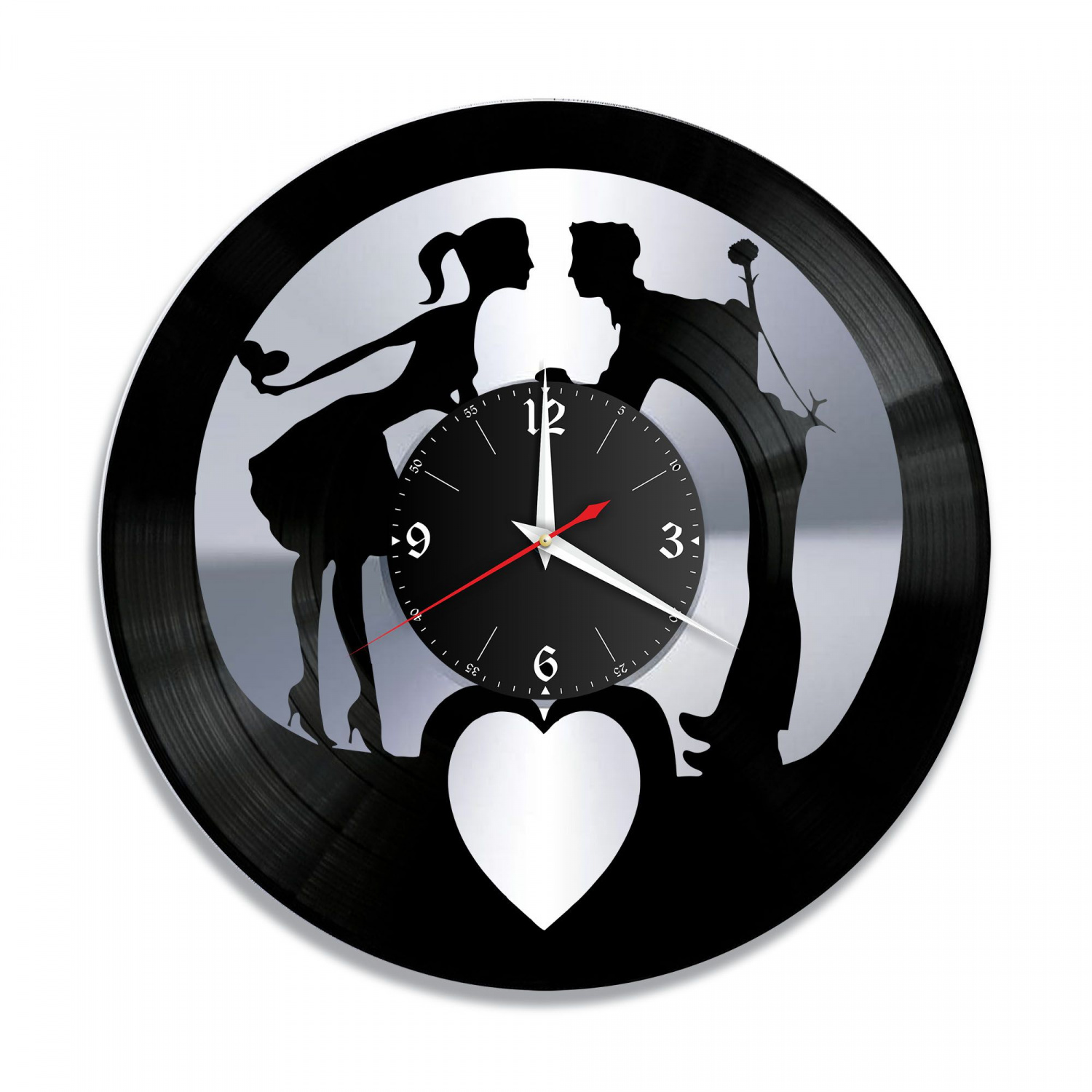 Часы настенные "Пара с именами, серебро" из винила, №1 VC-10698-2