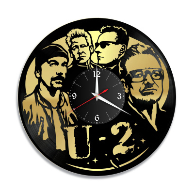 Часы настенные "группа U2, золото" из винила, №1