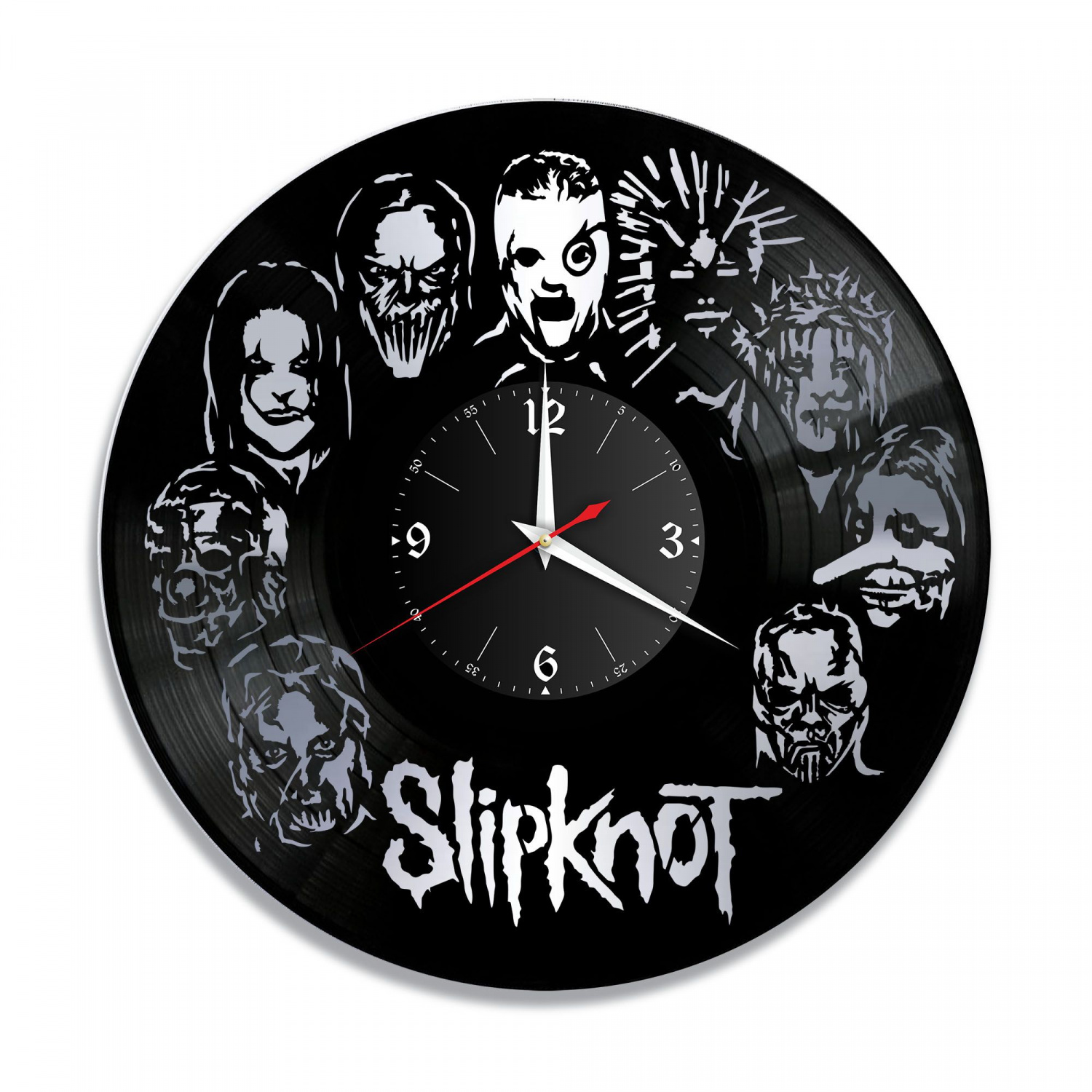 Часы настенные "группа Slipknot, серебро" из винила, №2 VC-10163-2