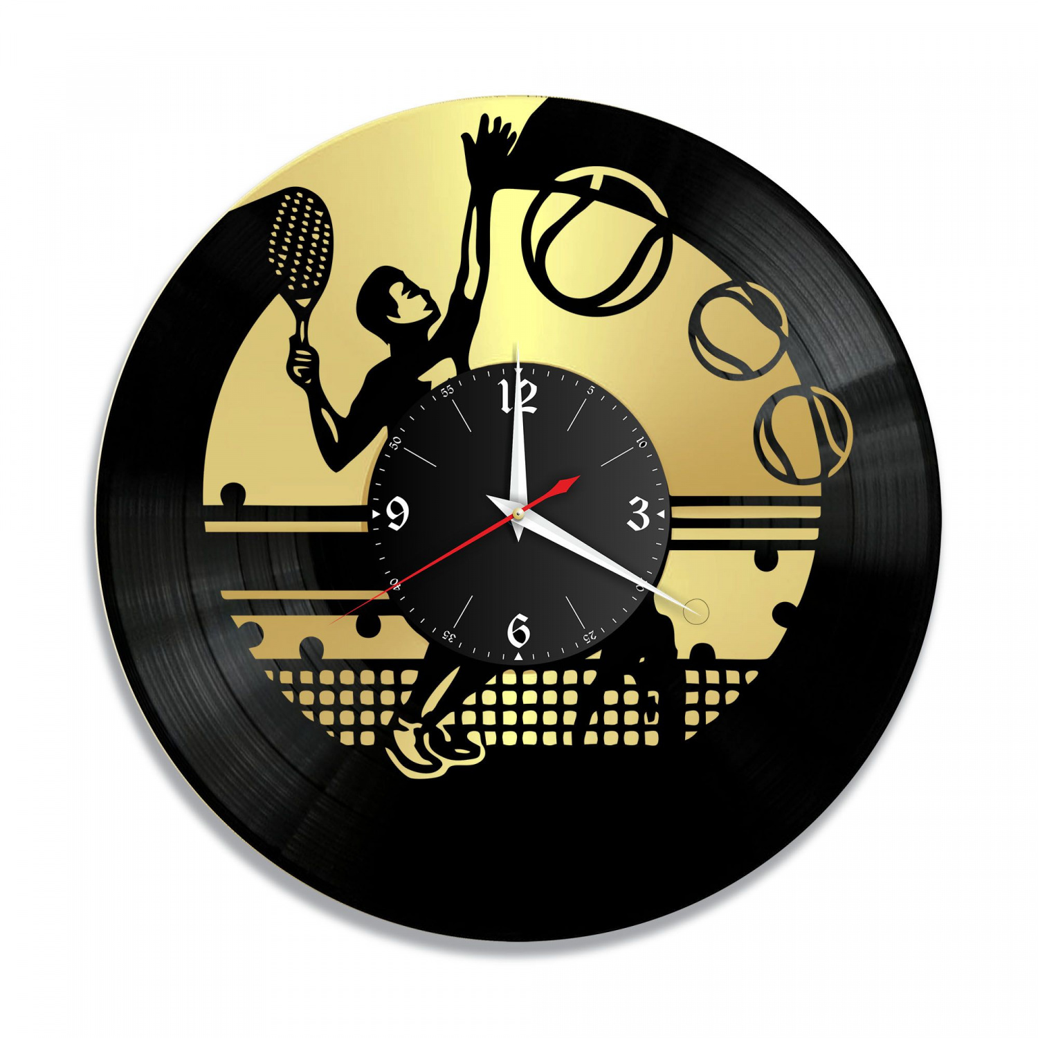 Часы настенные "Теннис, золото" из винила, №1 VC-10525-1