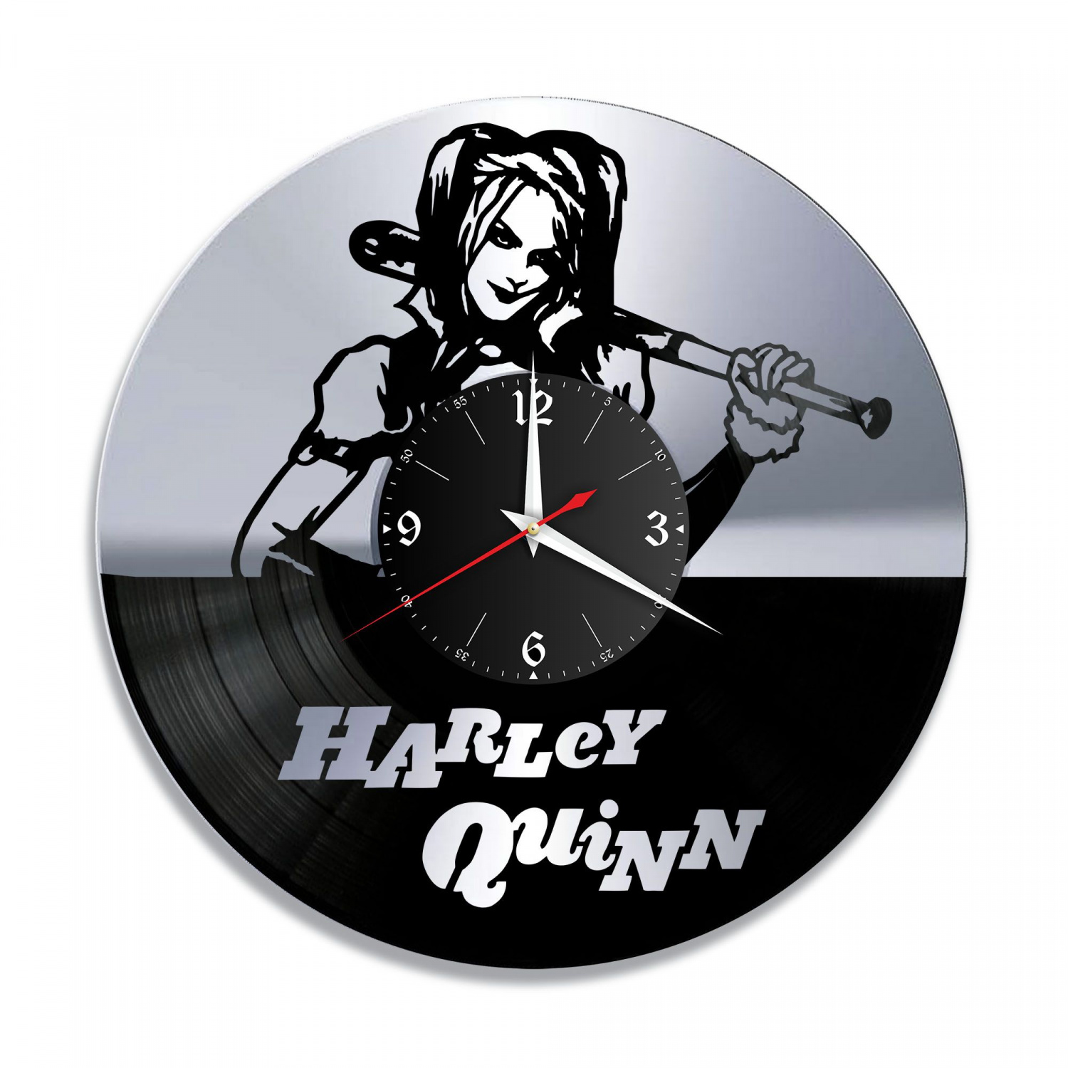 Часы настенные "Харли Квинн (Harley Quinn), серебро" из винила, №1 VC-10962-2