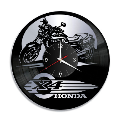 Часы настенные "Мото (Honda x4), серебро" из винила, №20