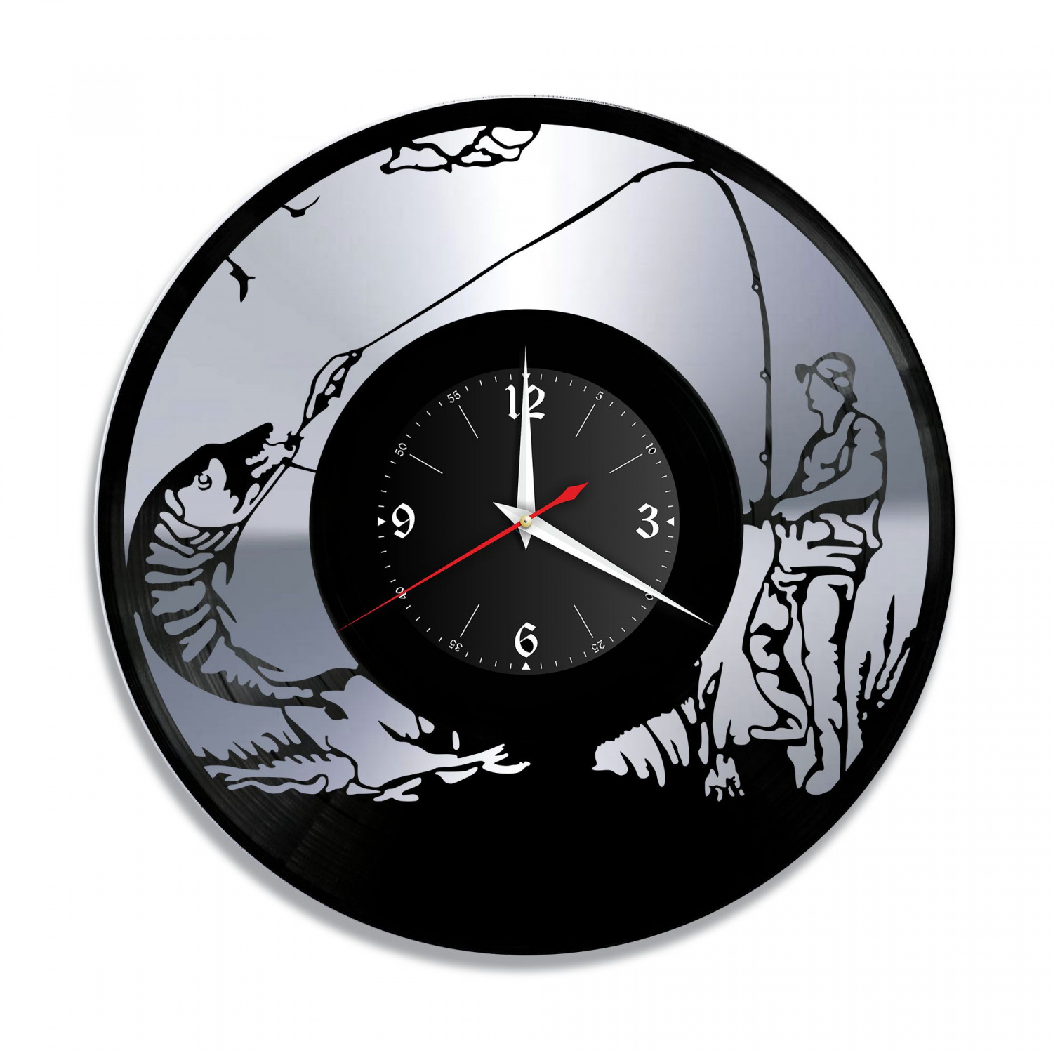 Часы настенные "Рыбалка, серебро" из винила, №3 VC-10623-2