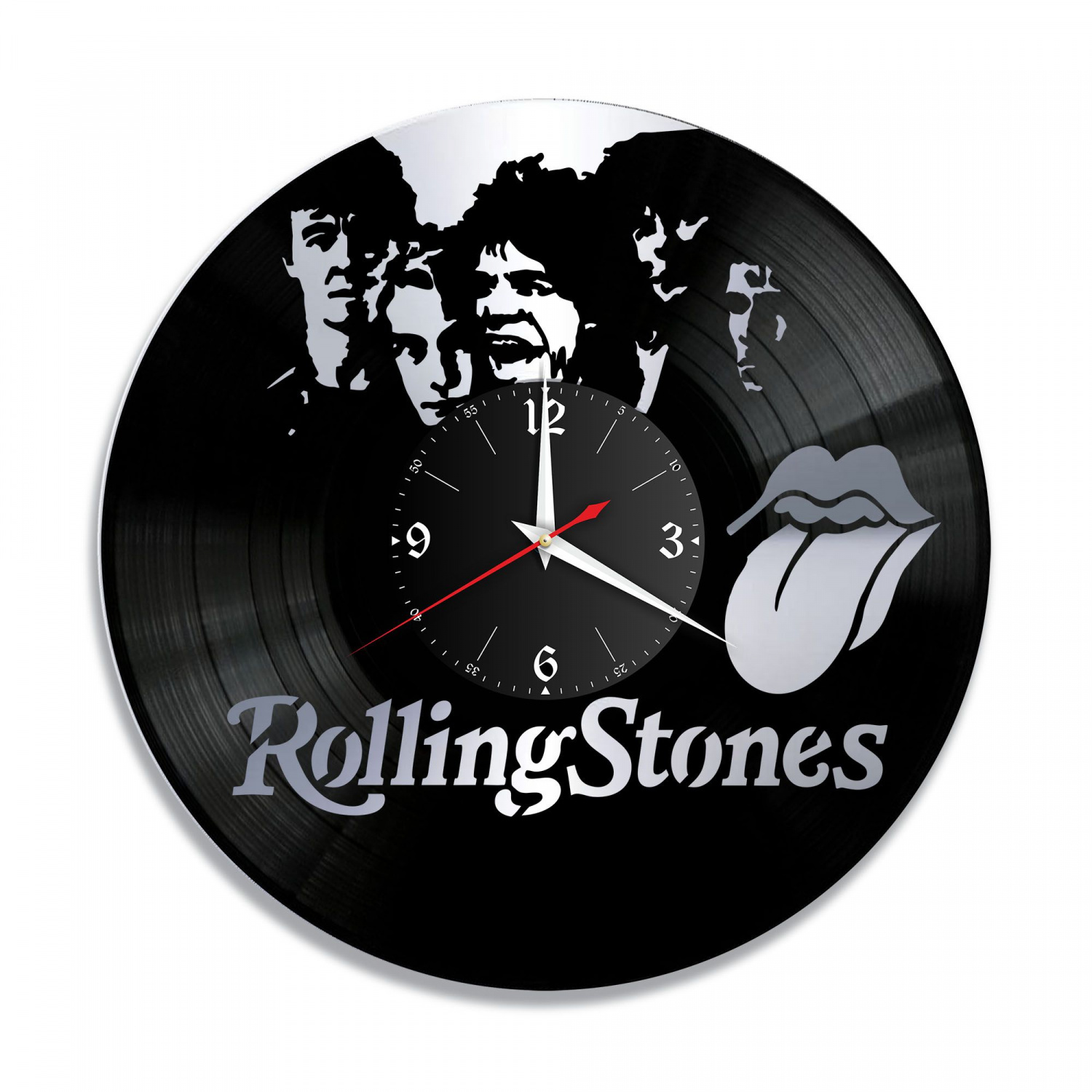 Часы настенные "группа Rolling Stones, серебро" из винила, №3 VC-10156-2