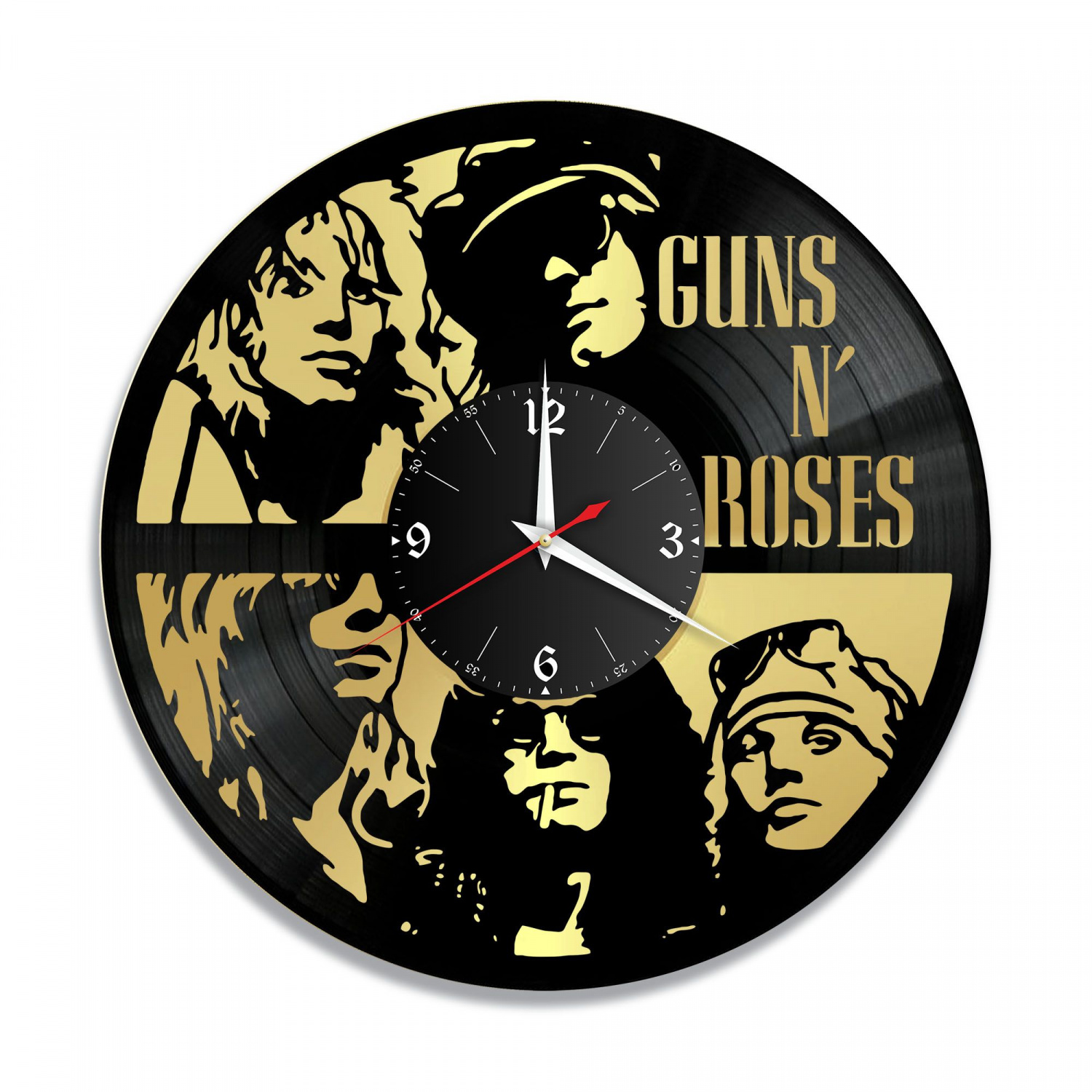 Часы настенные "группа Guns and Roses, золото" из винила, №2 VC-10816-1