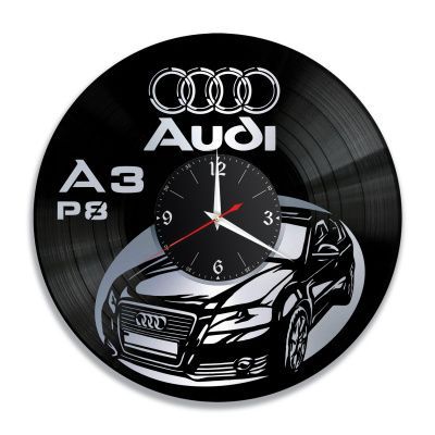 Часы настенные "Ауди A3 P8 (Audi), серебро" из винила, №9