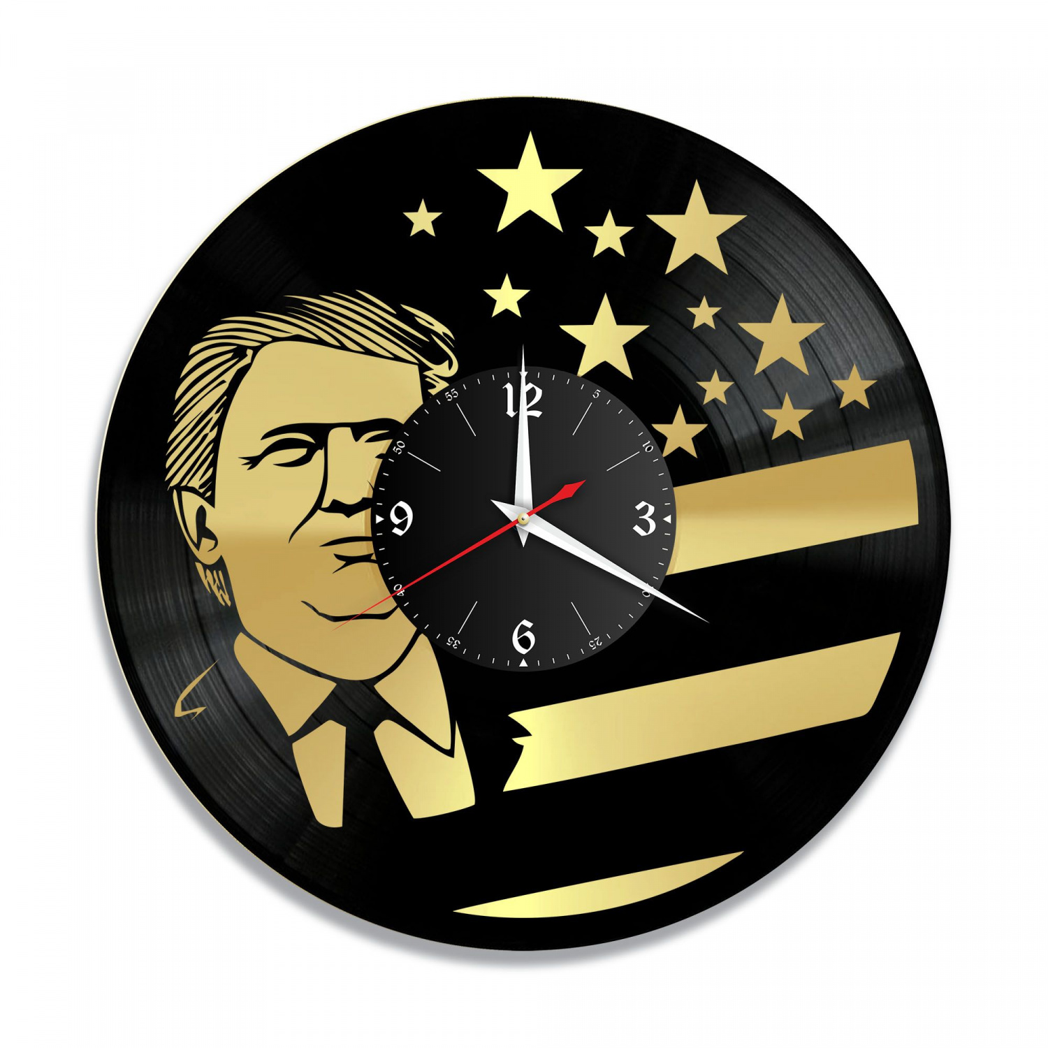 Часы настенные "Дональд Трамп, золото" из винила, №1 VC-10748-1