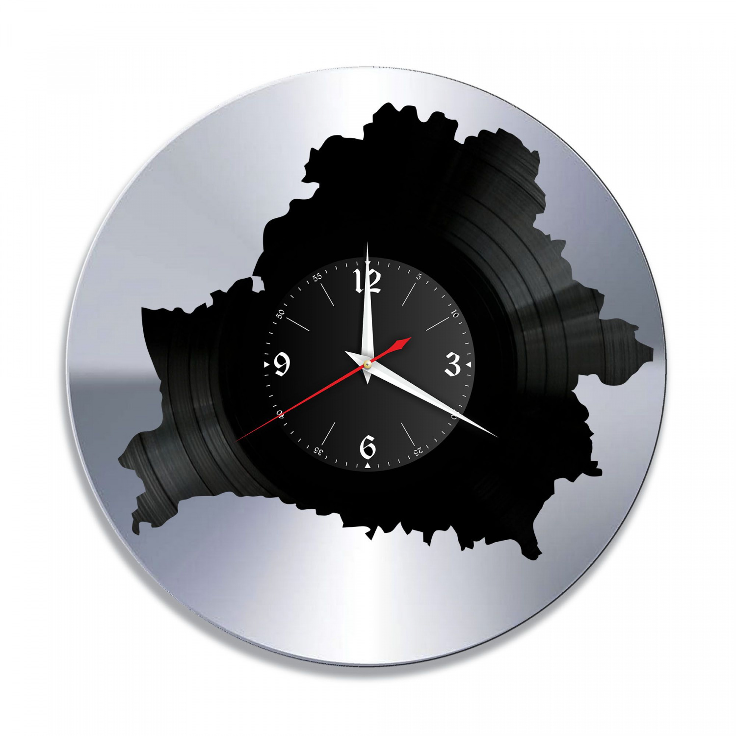 Часы настенные "Беларусь, серебро" из винила, №1 VC-10454-2