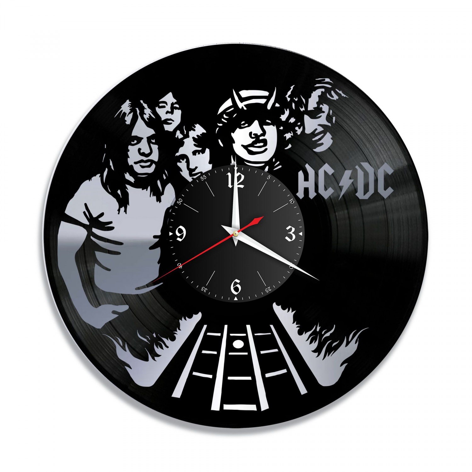 Часы настенные "группа AC DC, серебро" из винила, №3 VC-10073-2