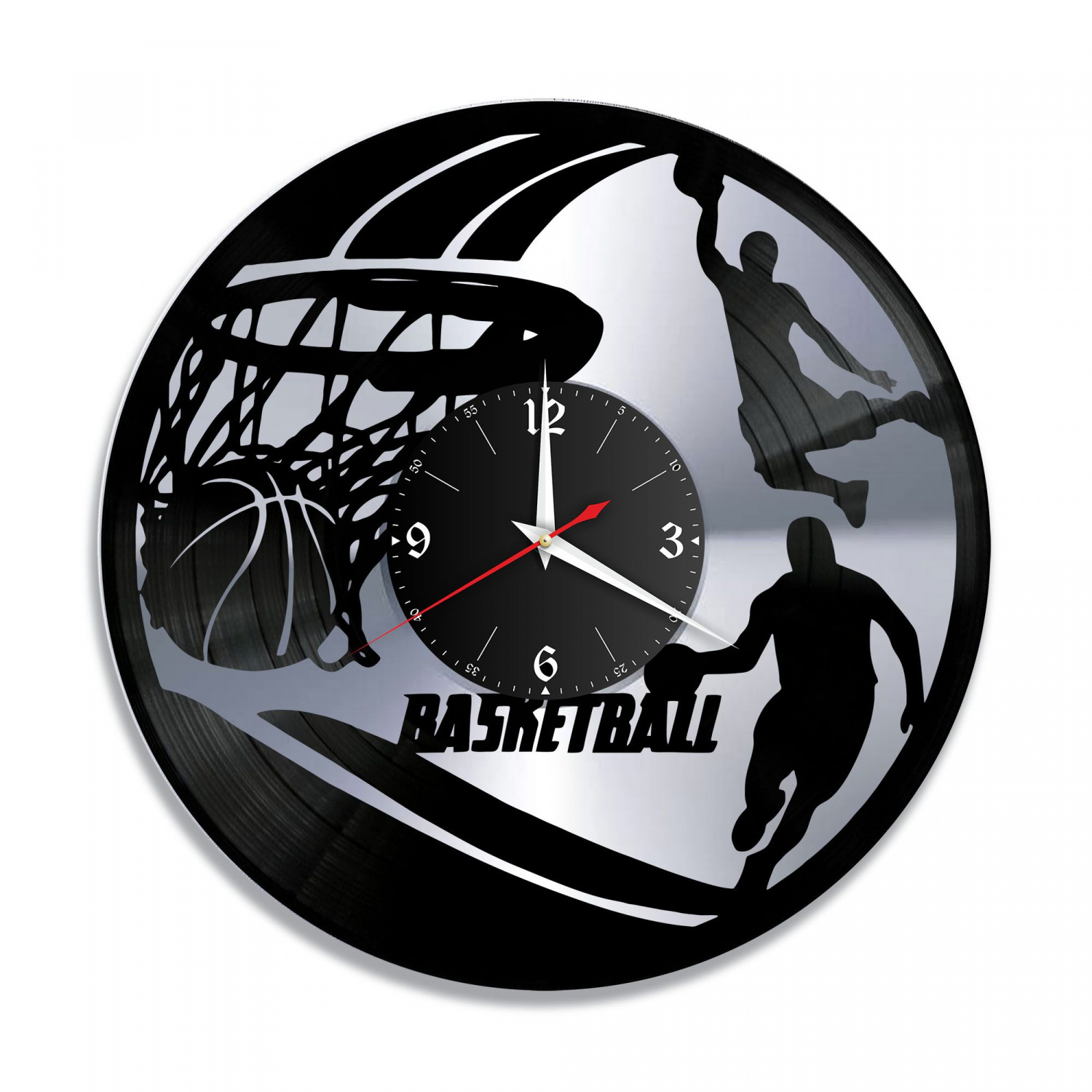 Часы настенные "Баскетбол, серебро" из винила, №2 VC-10517-2