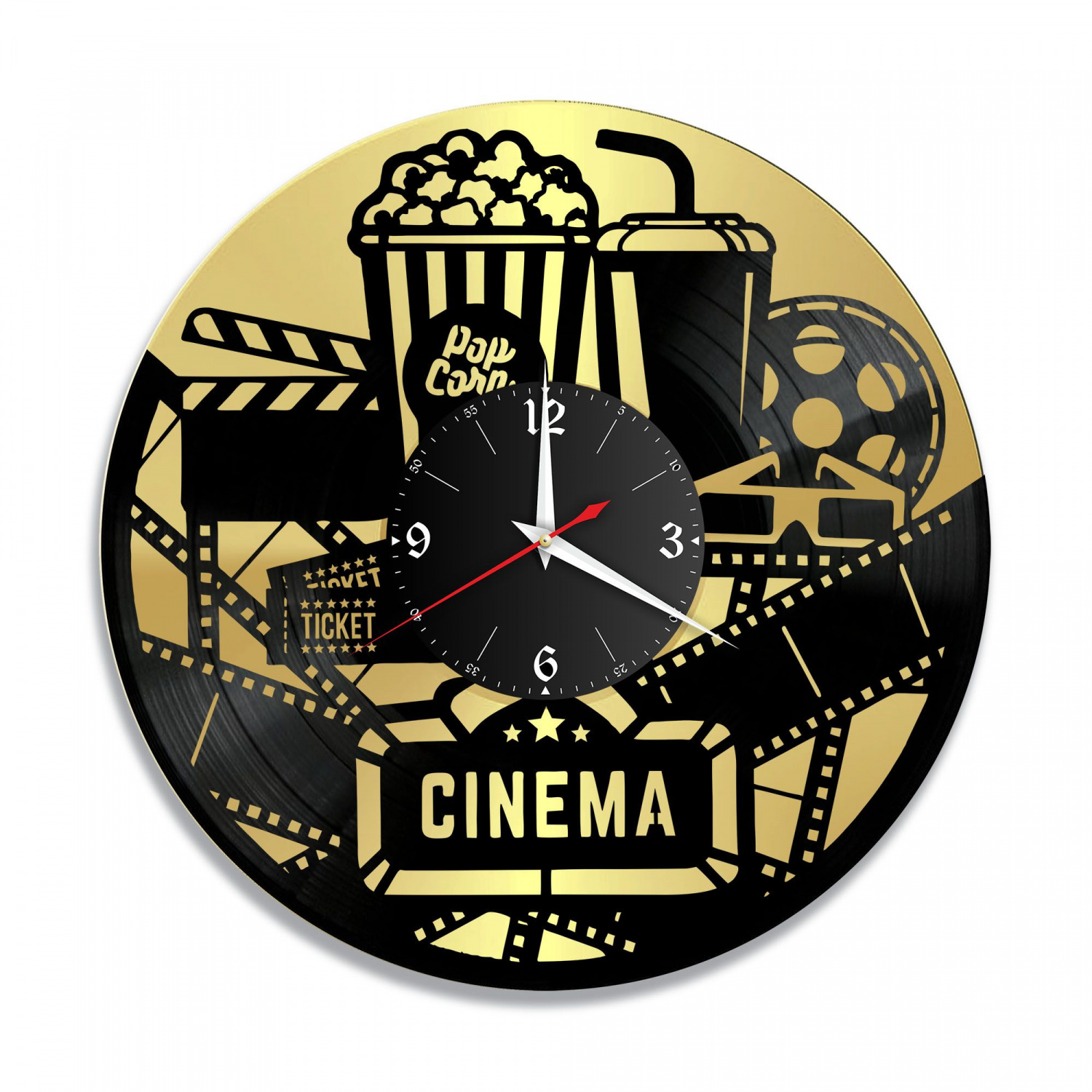 Часы настенные "Кинотеатр, золото" из винила, №1 VC-10594-1