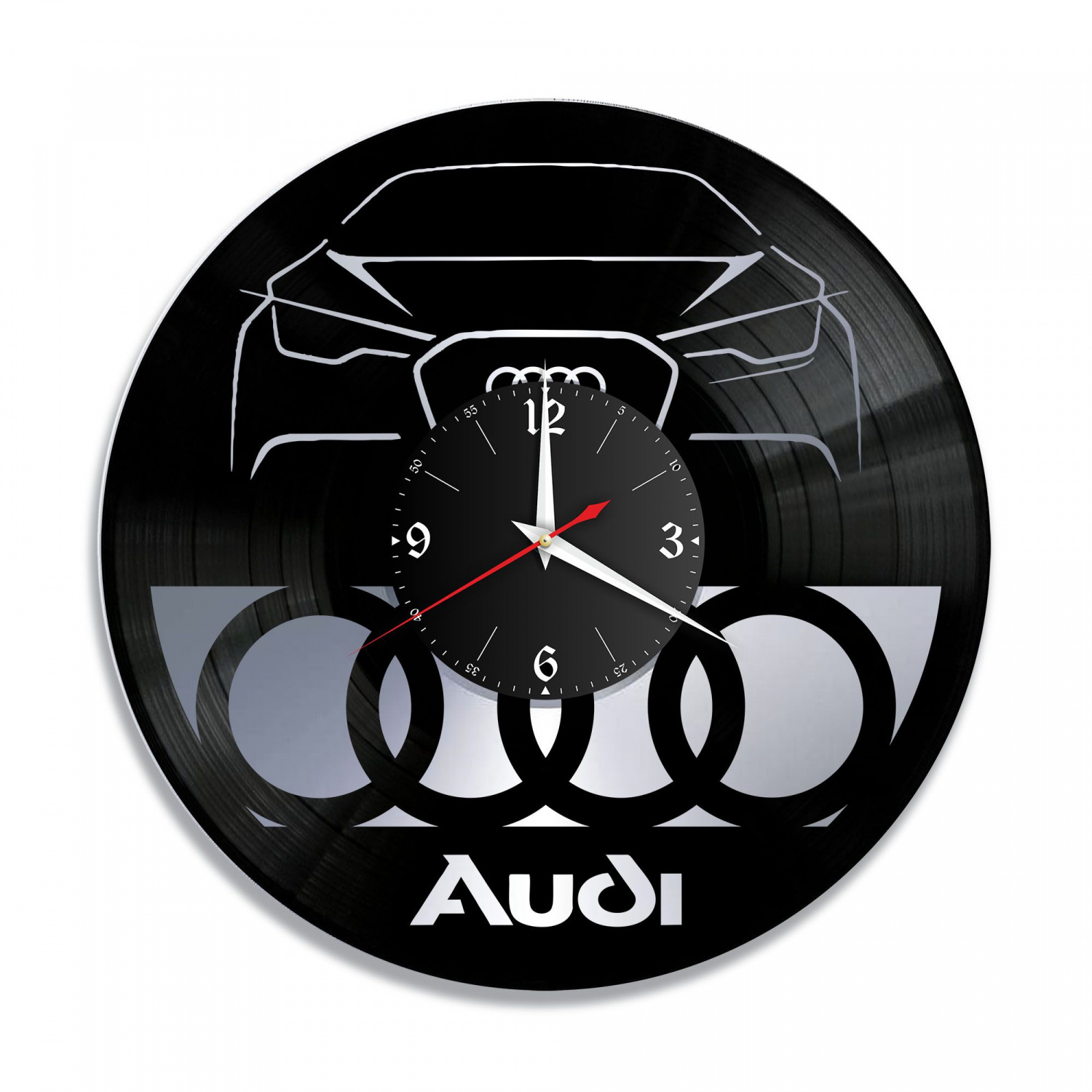 Часы настенные "Audi, серебро" из винила, №1 VC-10401-2