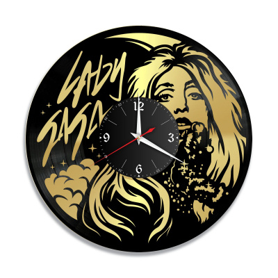Часы настенные "Леди Гага (Lady Gaga), золото" из винила, №1