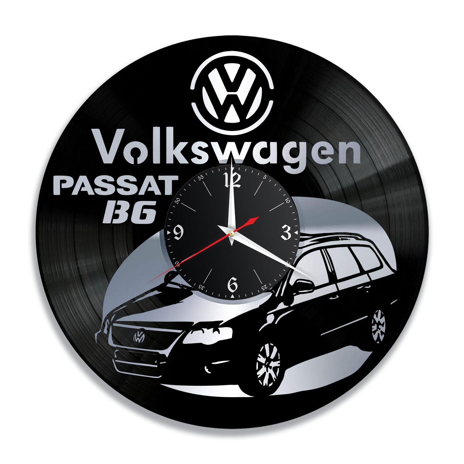 Часы настенные "Volkswagen Passat B6, серебро" из винила, №7 VC-12254-2