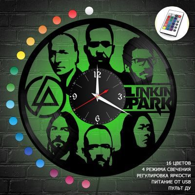 Часы с подсветкой "группа Linkin Park" из винила, №5