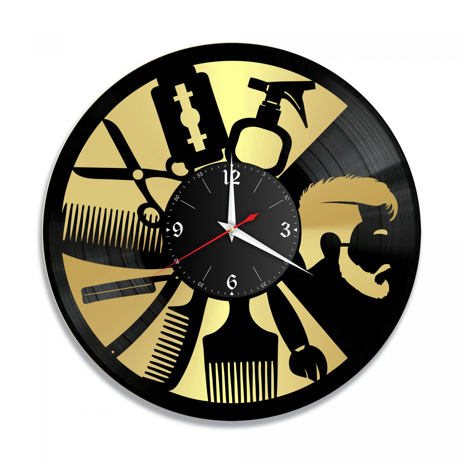 Часы настенные "Парикмахерская, золото" из винила, №2 VC-10635-1