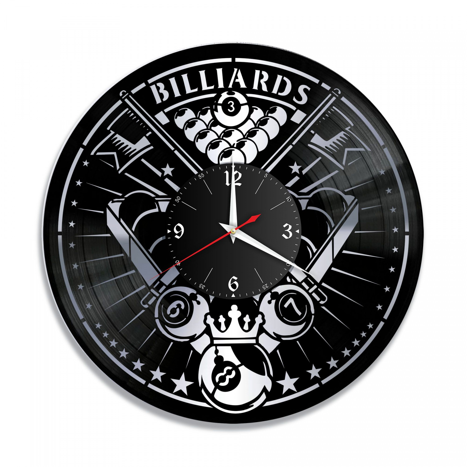 Часы настенные "Бильярд, серебро" из винила, №1 VC-10592-2