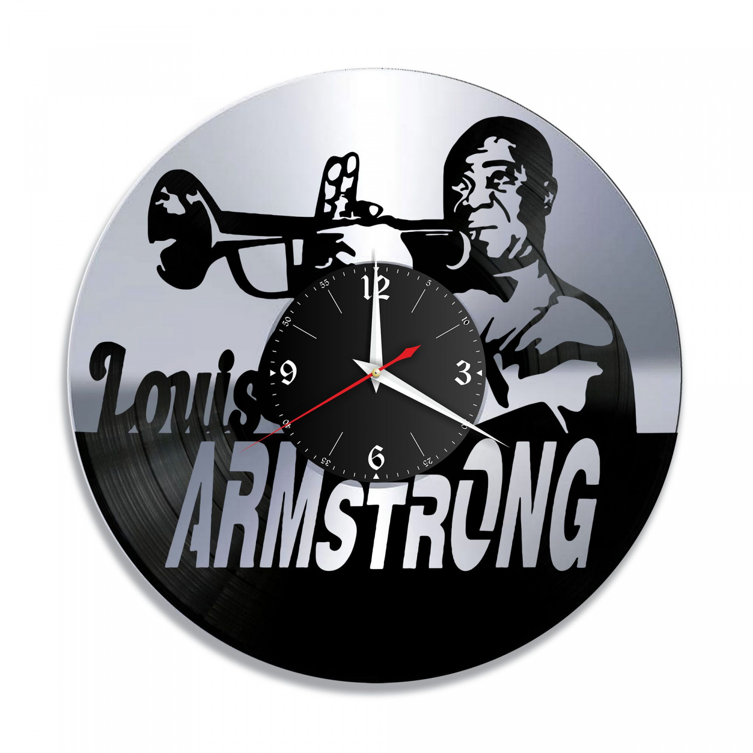 Часы настенные "Louis Armstrong (Луи Армстронг), серебро" из винила, №2 VC-10963-2