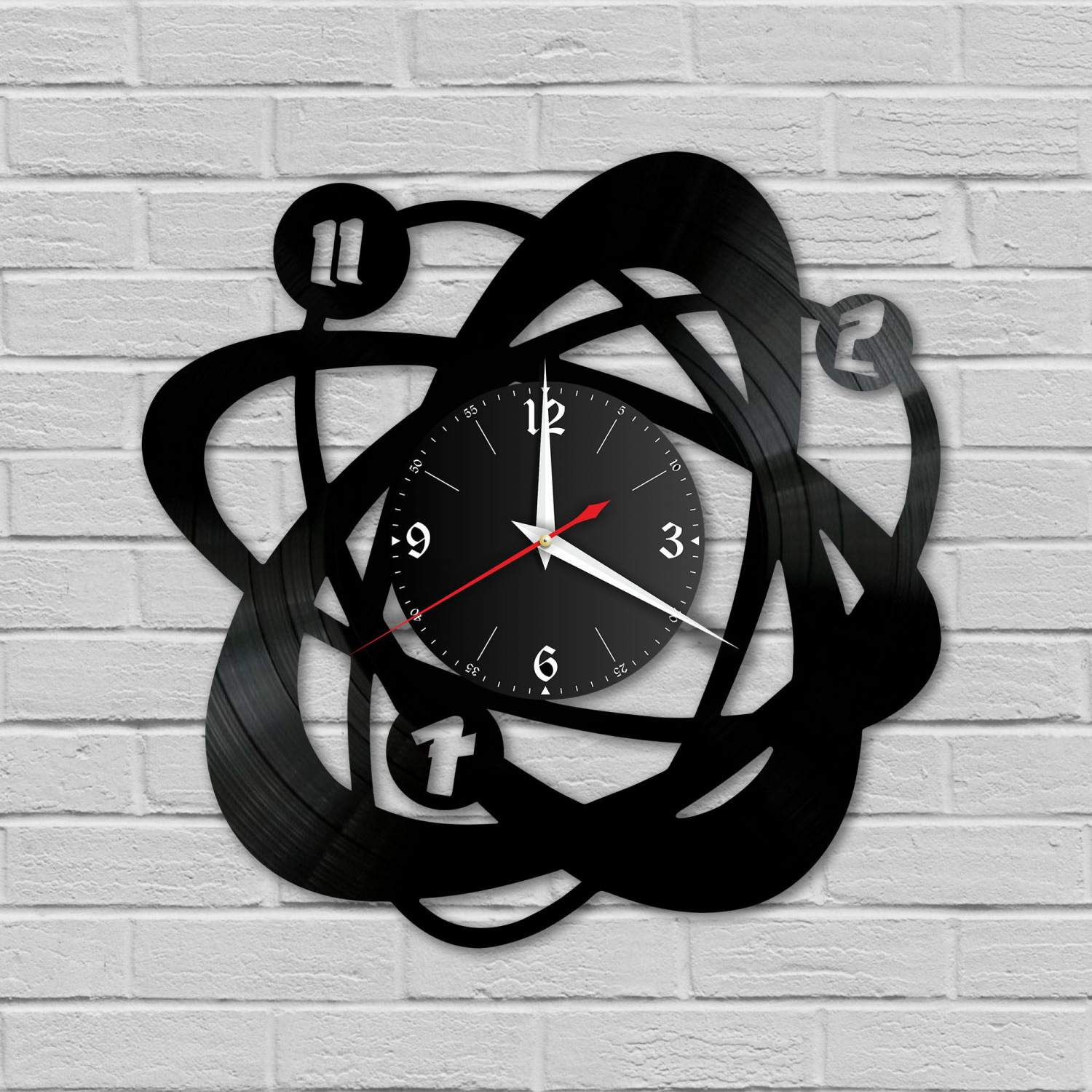 Часы настенные "Атом" из винила, №1 VC-10846