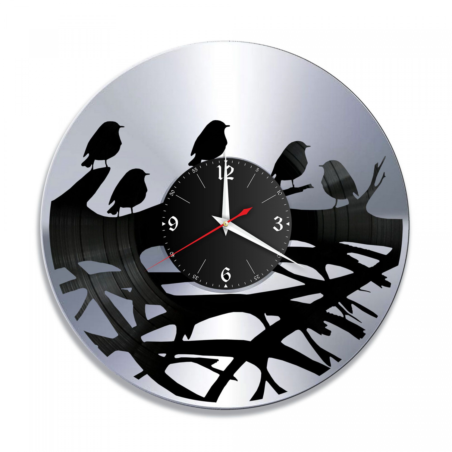 Часы настенные "Весна, серебро" из винила, №1 VC-10780-2