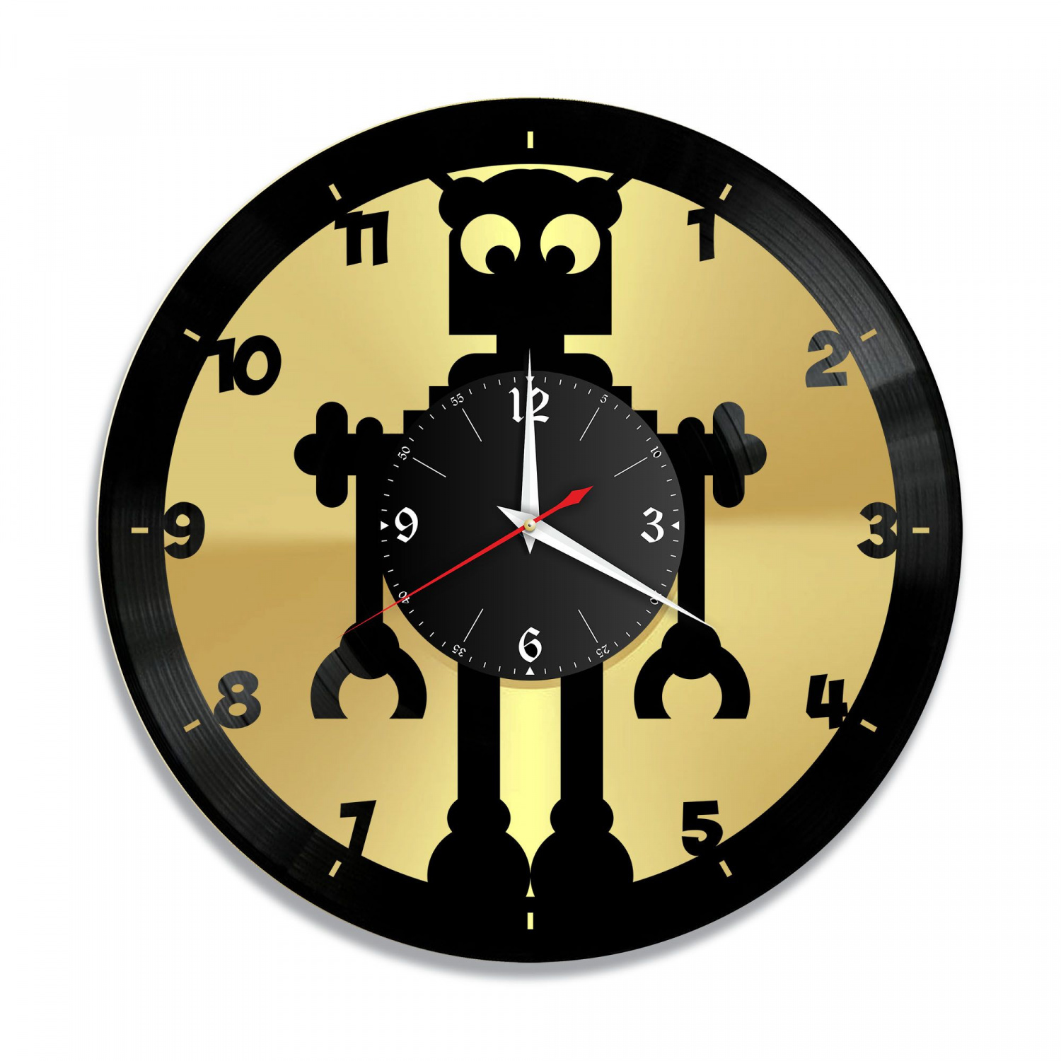 Часы настенные "Робот, золото" из винила, №1 VC-10796-1