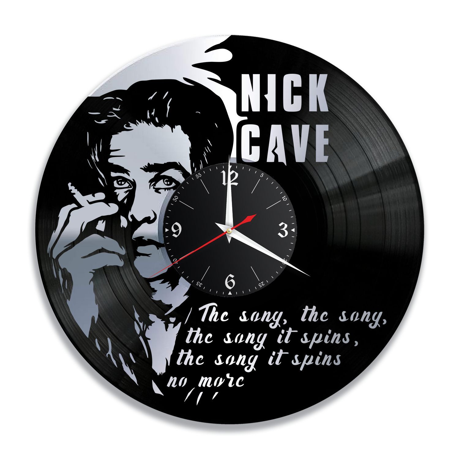Часы настенные "Ник Кейв (Nick Cave), серебро" из винила, №1 VC-12232-2
